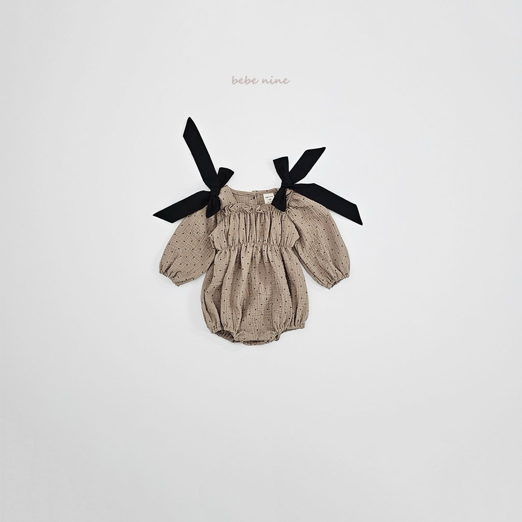 🌸預訂 韓國直送🌸🇰🇷Bebenine兩色波點花邊大絲帶棉紗長袖包屁衣