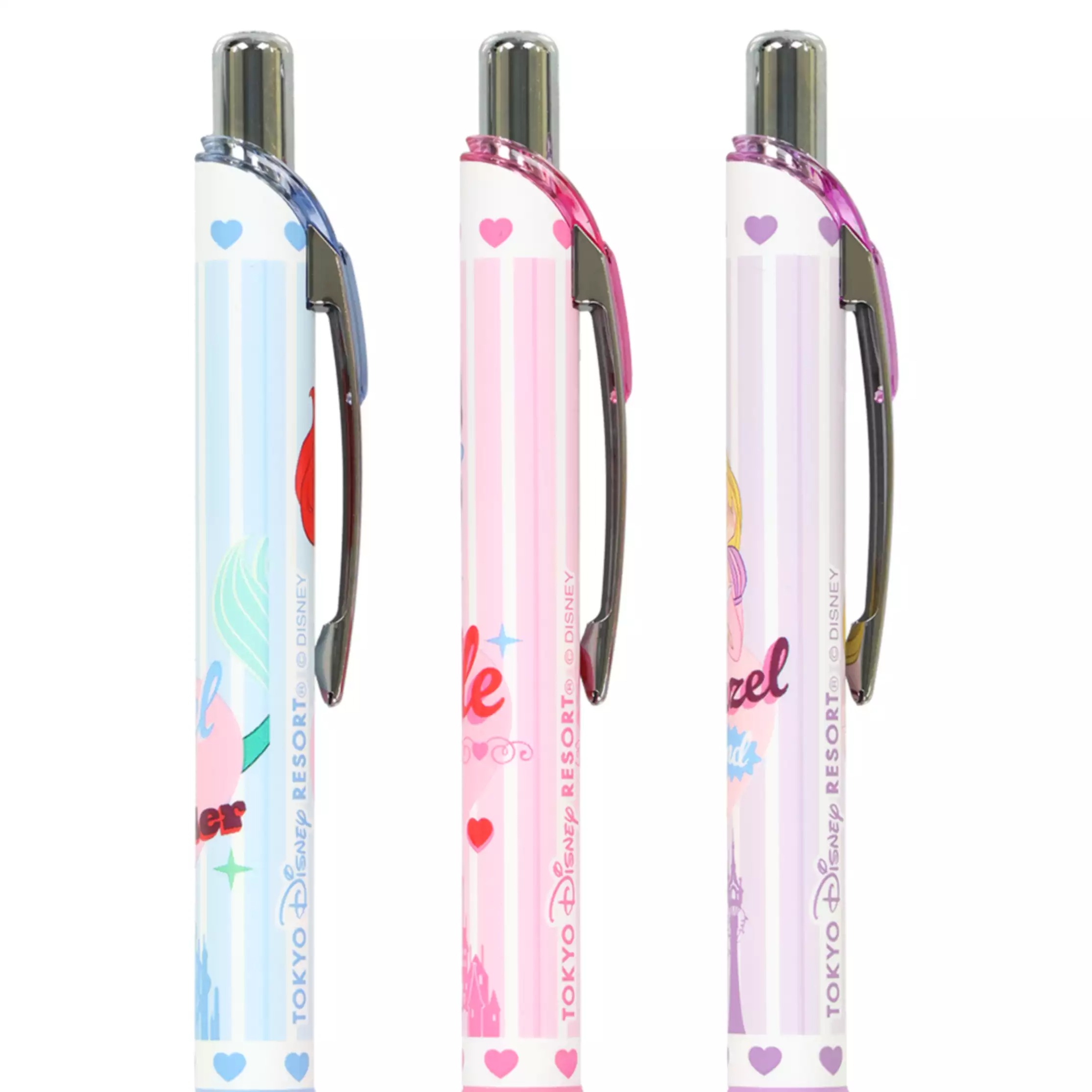 現貨｜【日本 Disney Store 限定】一套3枝 Princess Ariel 人魚公主 Belle 貝兒 美女與野獸 Rapunzel 長髮公主 日本製 Pentel EnerGel 0.5mm 啫喱筆 078109