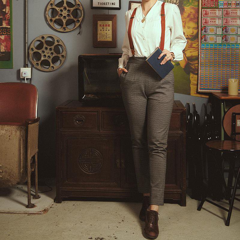 (SOLD OUT)High Waist Detective Cigarette Pants (FM126)