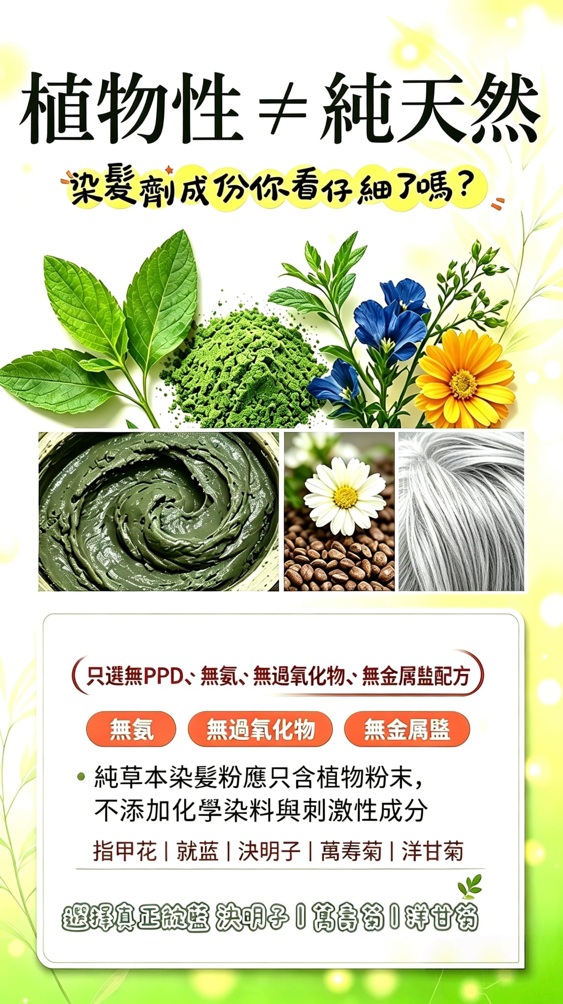 香港天然染髮粉 - Henna (黑色、啡色或淺粟色）一套，100g