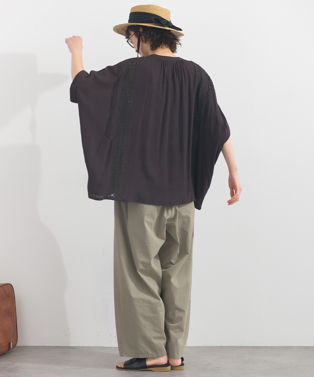 LP - 人造絲縐紗襯衫 (黑色)