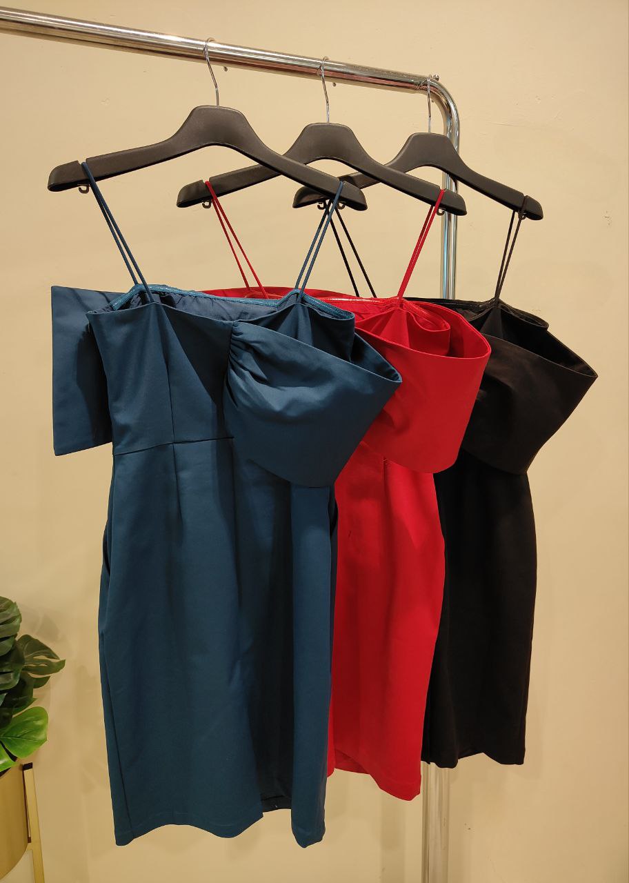 大蝴蝶结设计修身连身裙 2114