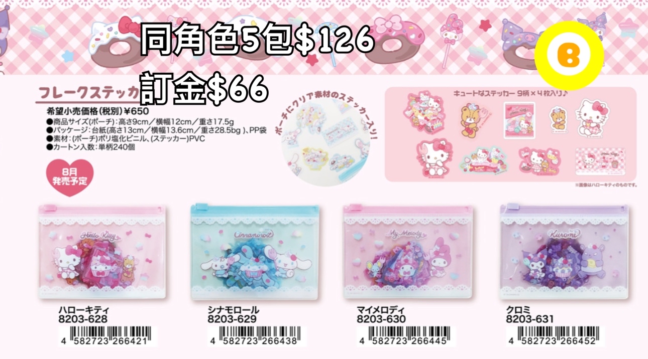 Preorder預訂8/2026年sanrio Fancy Snacks & Sweets貼紙
