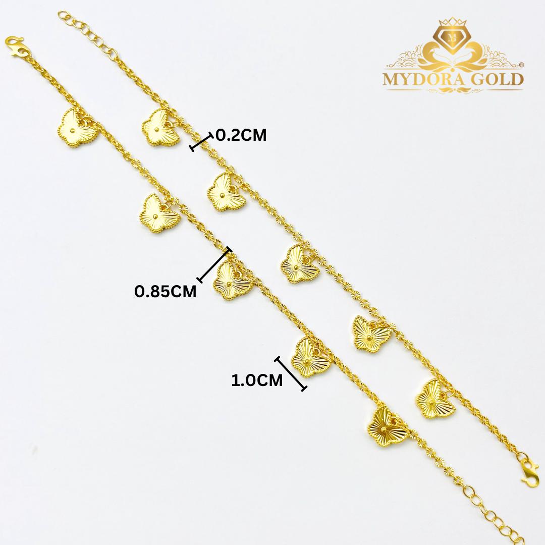 MYDORA EMAS 916 Rantai Tangan Sauh Matahari + 5 Radiant Butterfly l EMAS 916/22K
