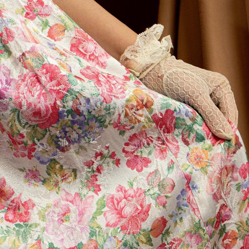Vintage 1980s Romantic Pink Rose Princess Ankle Length Dress(MT1027)