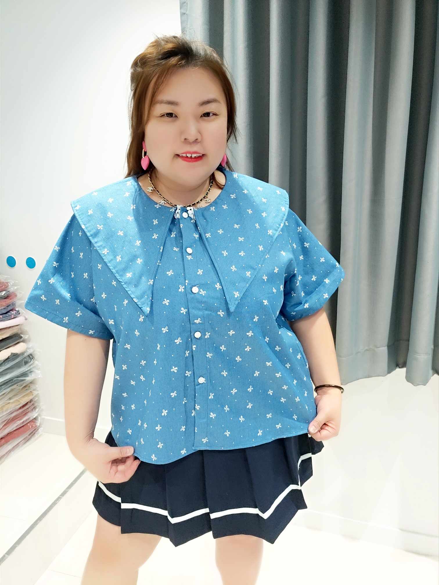 DOD13 大翻领蝴蝶结设计上衣