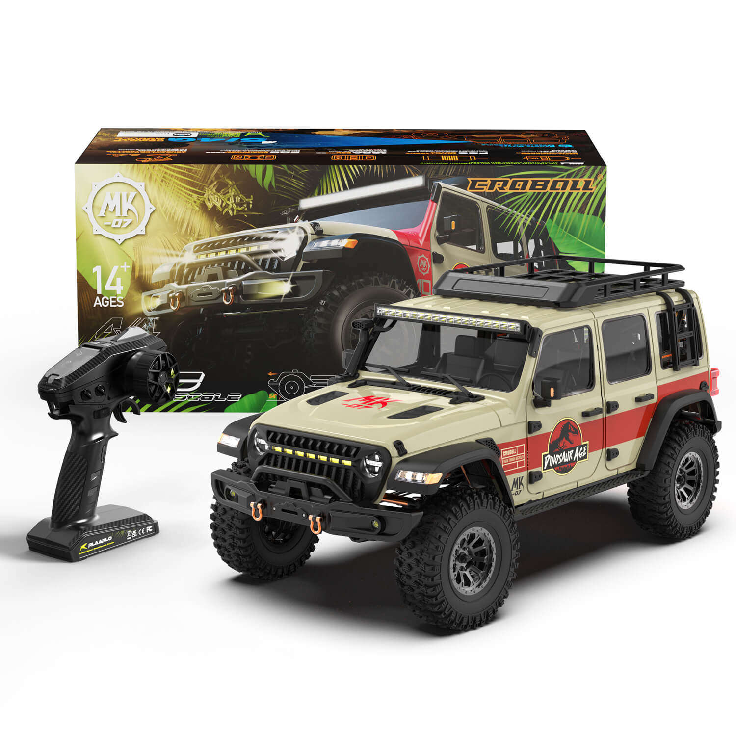全新 RLAARLO 1/7 Sensored Brushless Crawler MK07 V2 Hand-Painted | 雷拉洛 侏羅紀圖案 攀爬車 | 前後差速鎖 | 變速波箱
