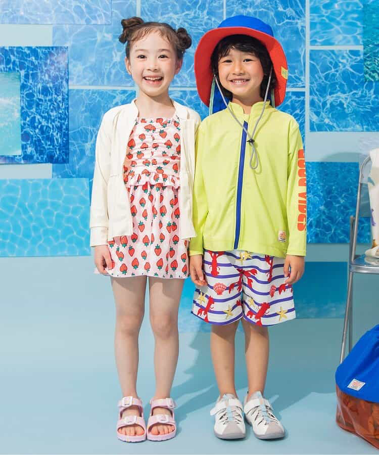 🇯🇵預訂 日本直送🇯🇵BREEZE兩色草莓花卉滿印荷葉邊吊帶連身泳衣