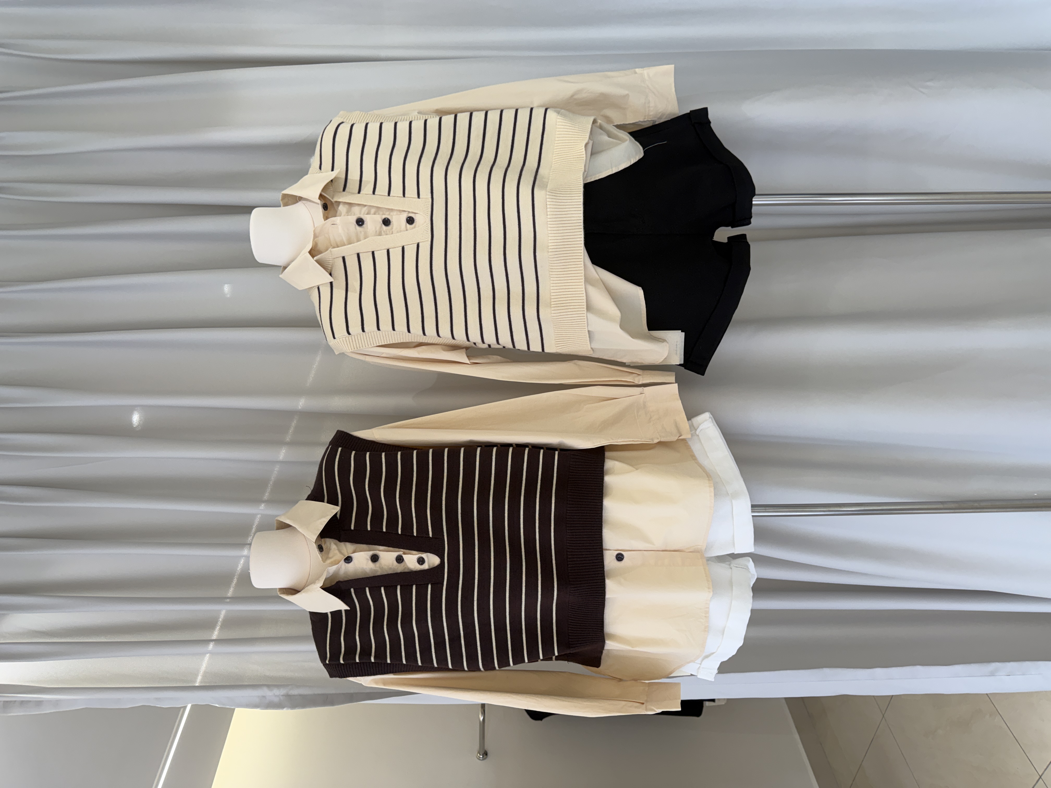 6543 韩系假两件条纹衬衫