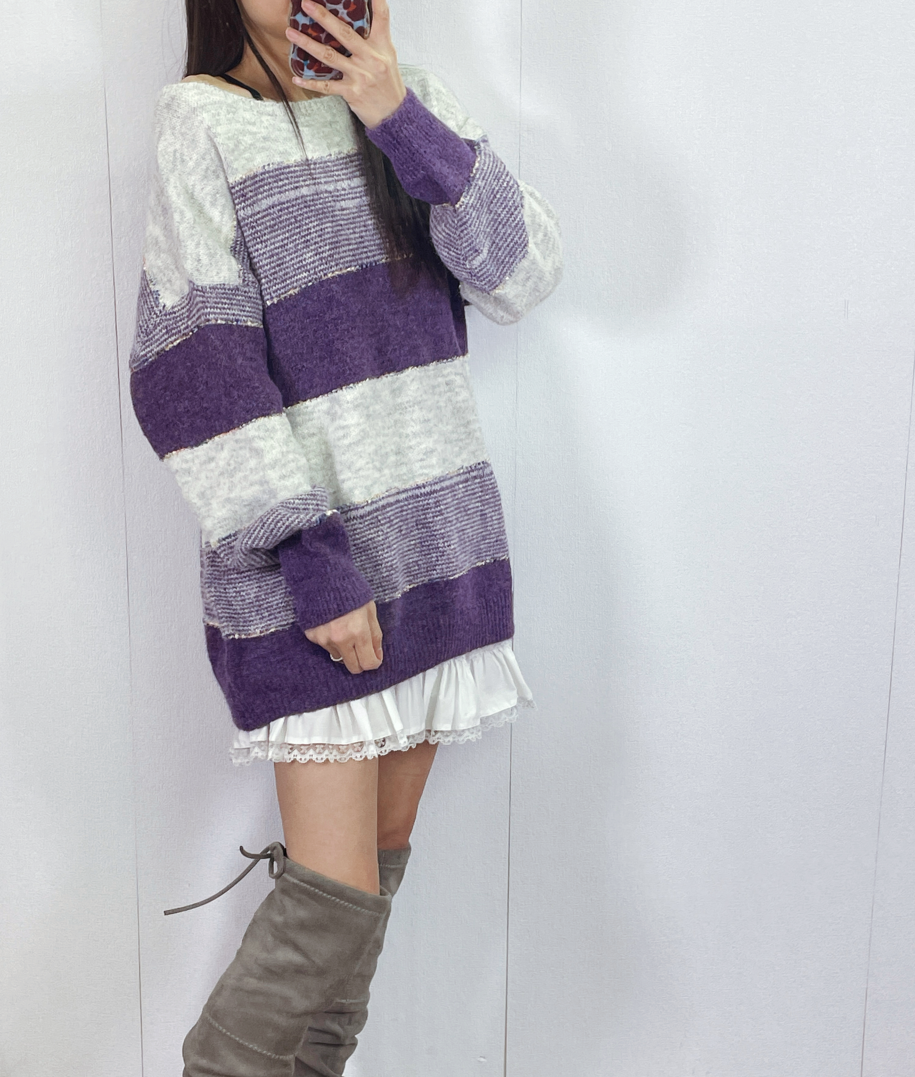 K5525 間色混線長身針織top