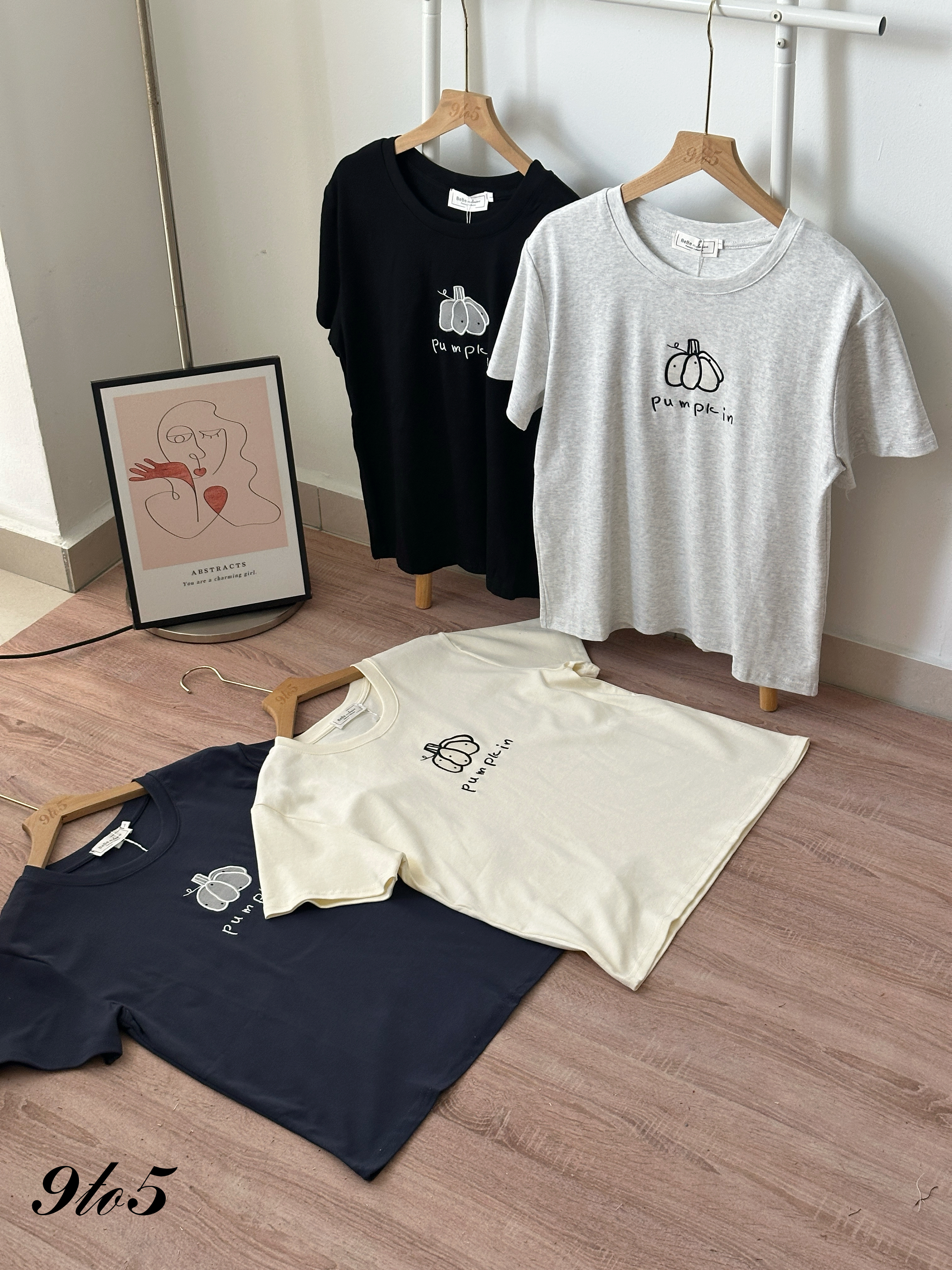 T4261 Embroidery Pumpkin Tee - 4 Colors 