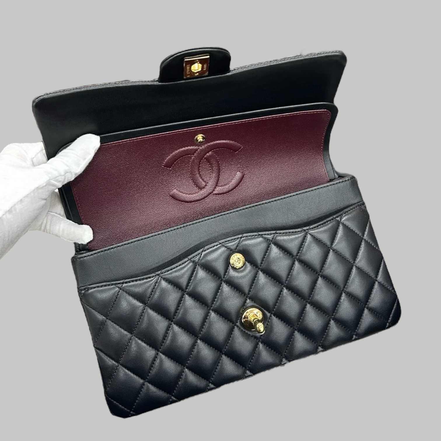 Chanel Lambskin CF25 羊皮金扣