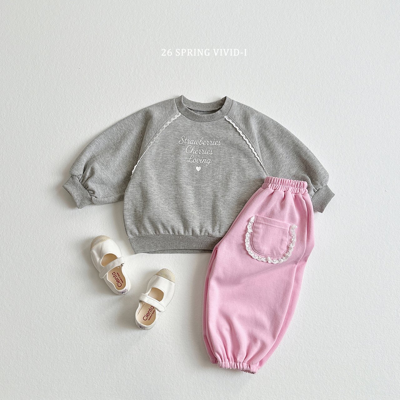 🌸預訂 韓國直送🌸🇰🇷VIVIDI三色英文印花蕾絲泡泡袖上下套裝