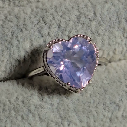 Lavender moon quartz heart ring in adjustable sterling silver (D) - RQ156