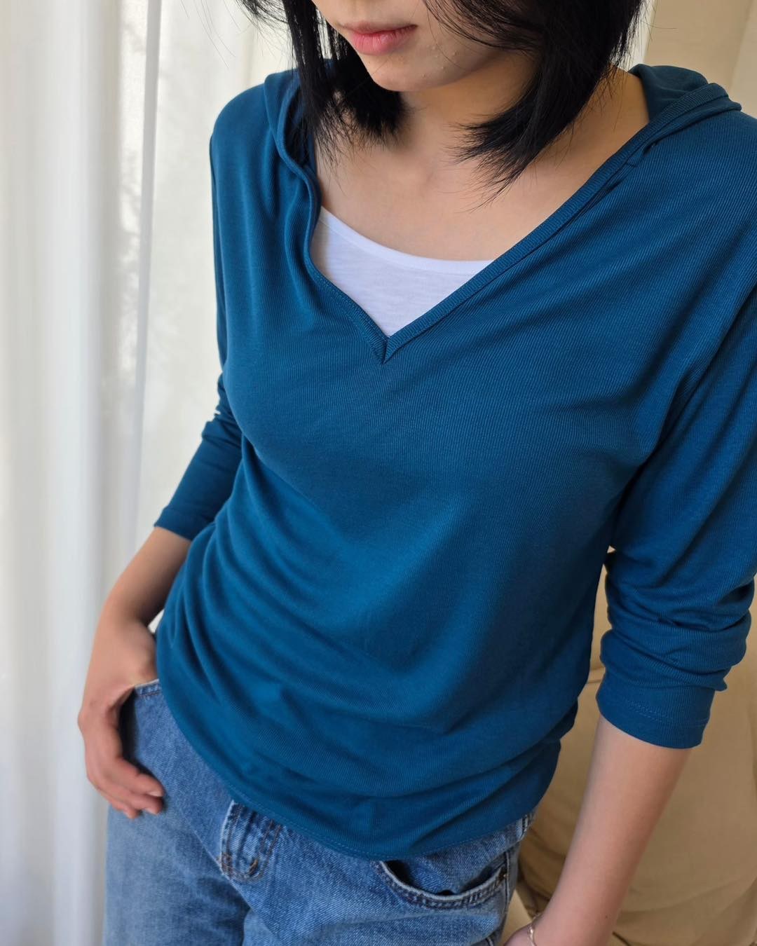 薄身有帽長袖Top