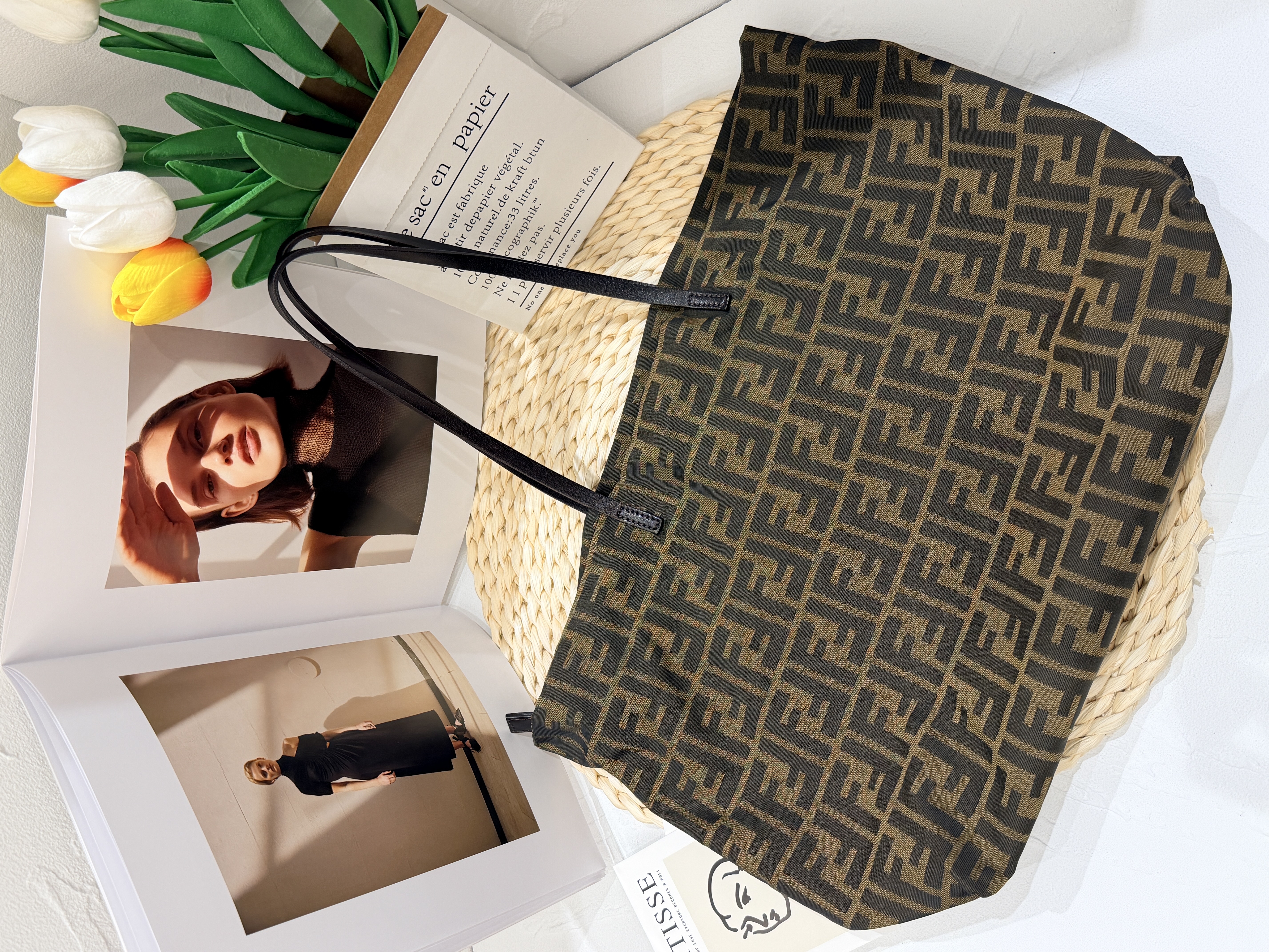 Fendi Zucca Roll Tote