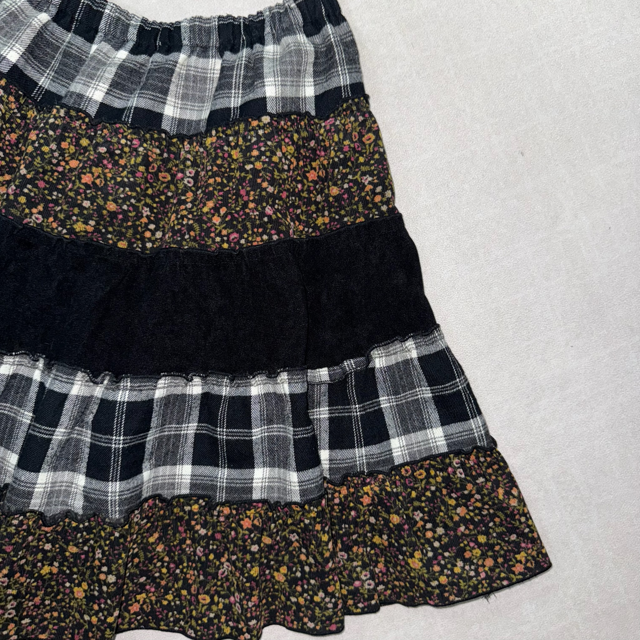 Patchwork Tiered Mini Skirt