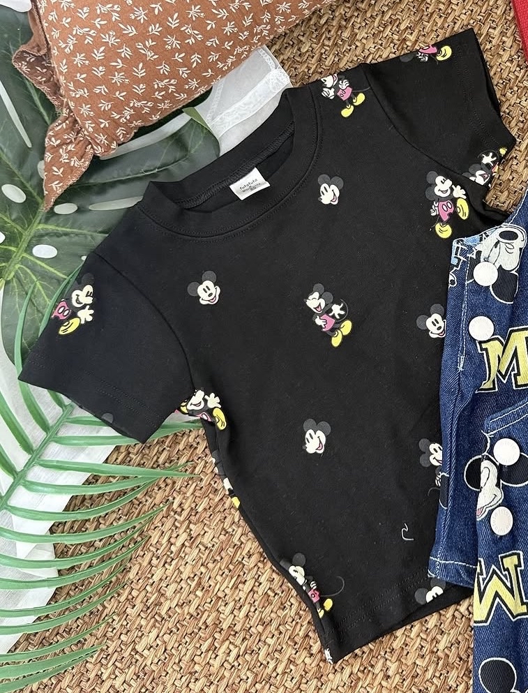 A0131 米奇背帶褲套裝（短袖上衣+背帶短褲）