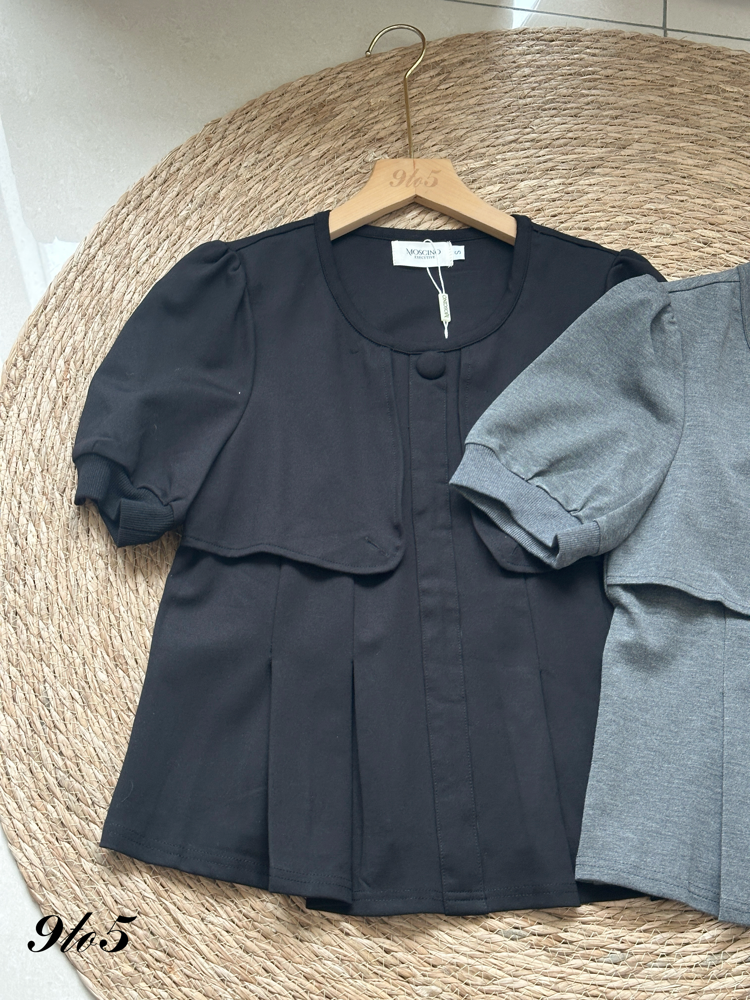 T4135 Puff Sleeve Peplum Top - 3 Colors 