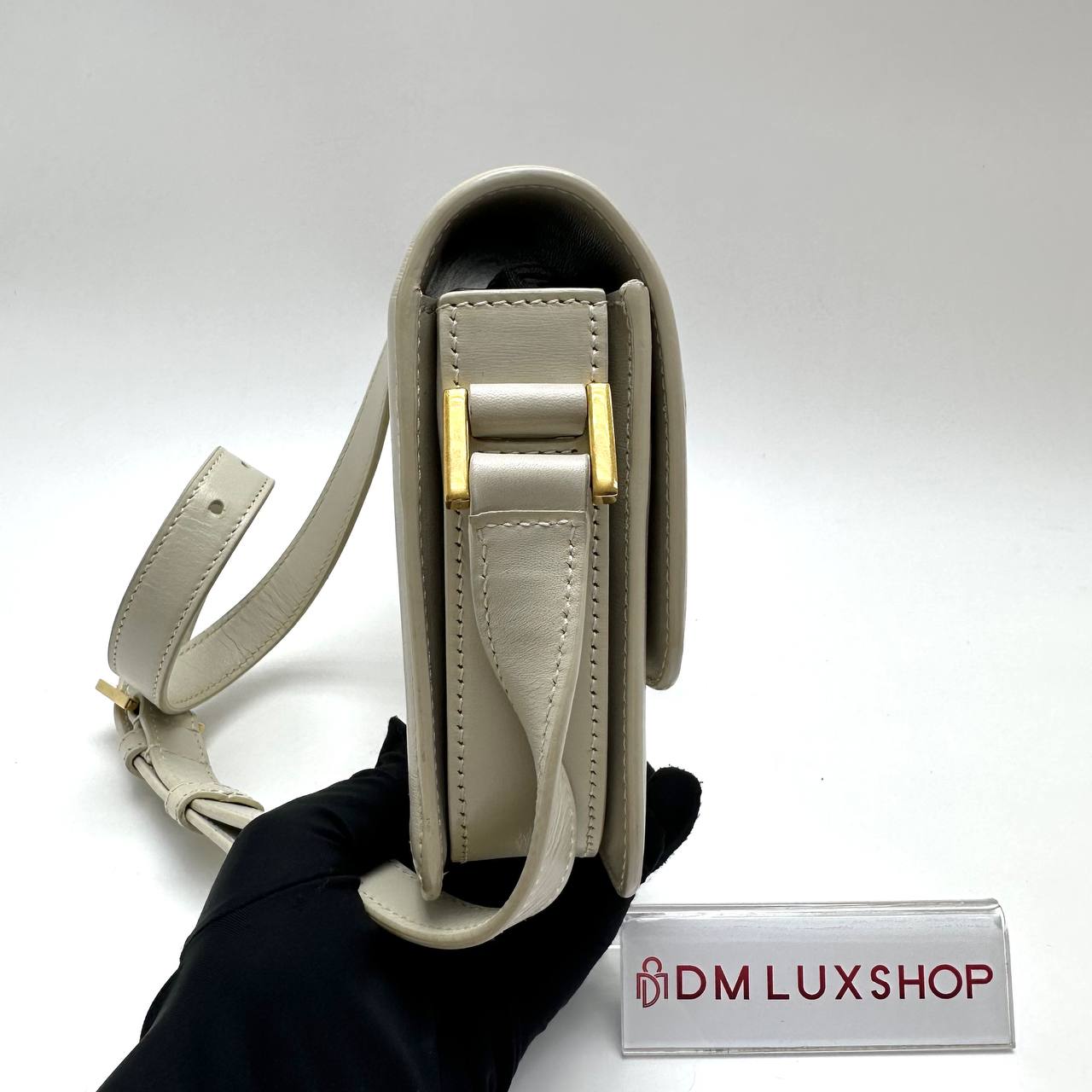 YSL Cream Calfskin Solferino Small Satchel GHW