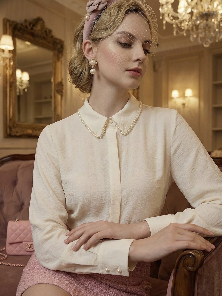  Bespoke Vintage 84顆珍珠點綴公主白禮服