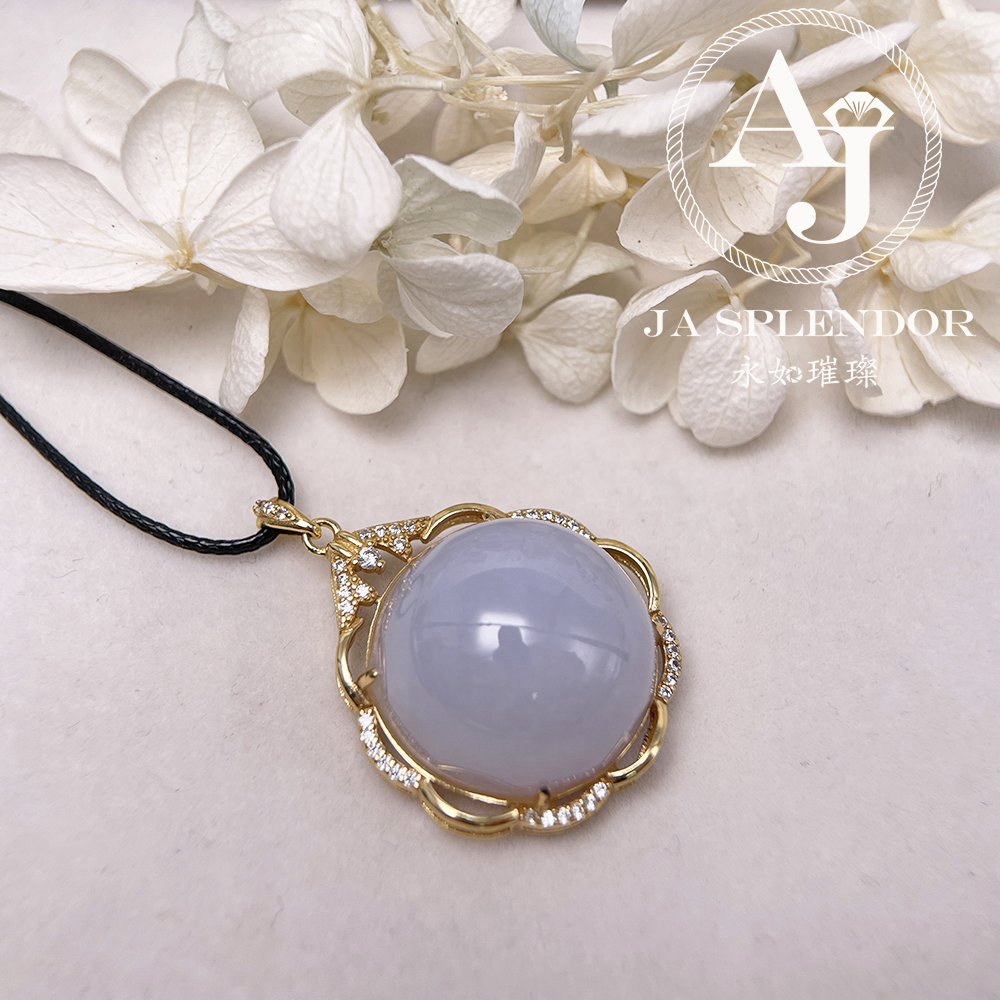 JNS-44 天然翡翠A 冰潤紫羅蘭大蛋面厚莊吊墜