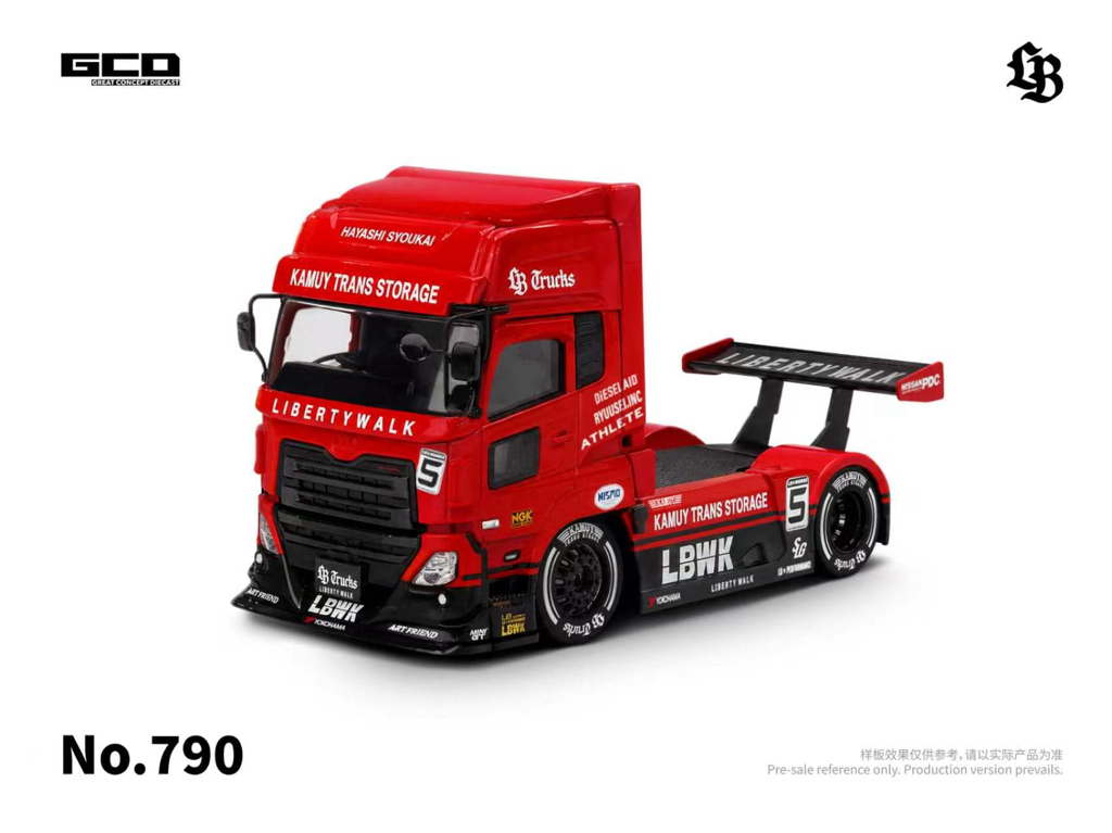 （預訂 Pre Order) GCD xLBWK Mitsubishi & LBWK LB-TRUCKS Fuso Super Great Super Silhouette Red Black (KS-073-743)/LB-Trucks UD QUON Head Super Silhouette Red-Black (KS-099-790)