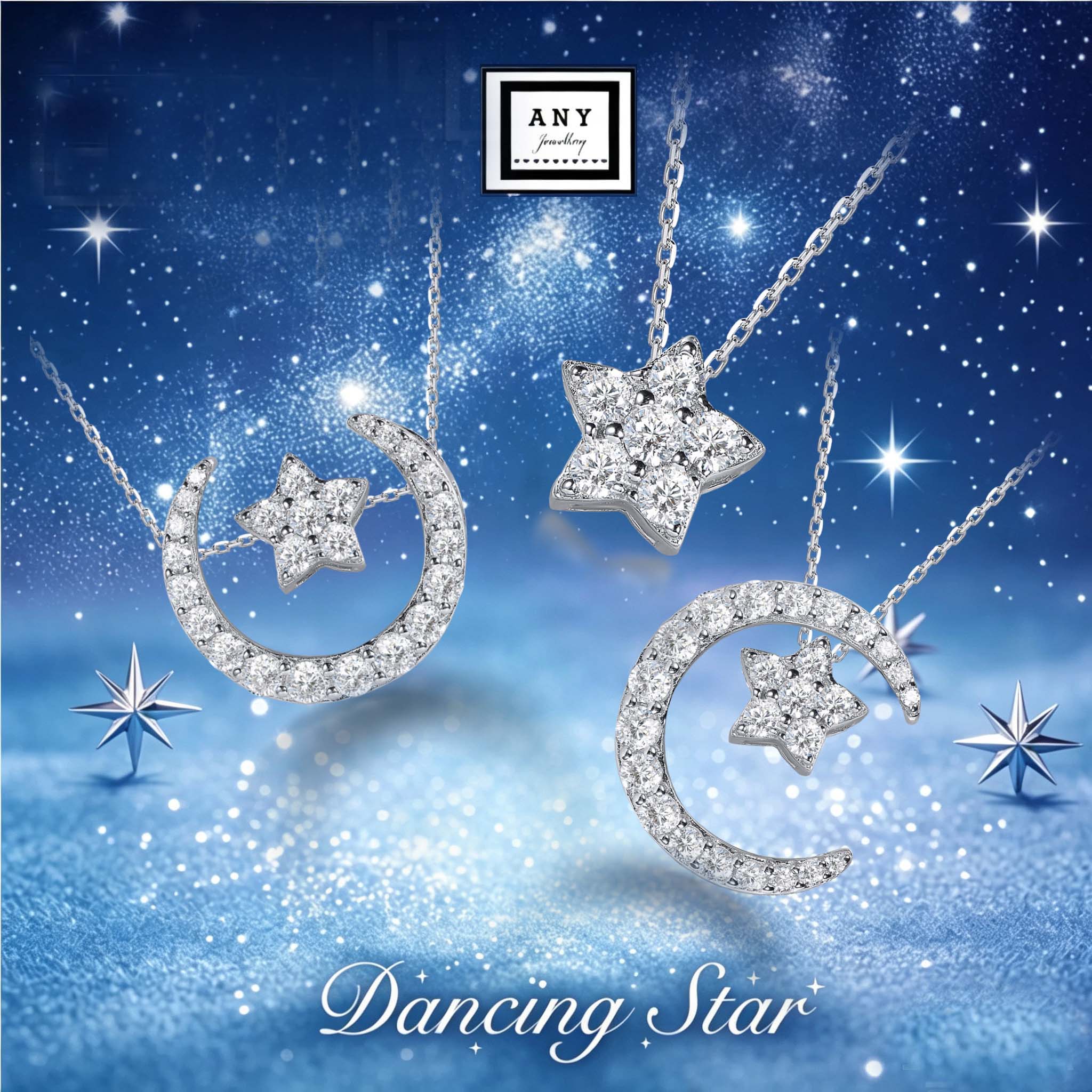 N3119 Moon with Star 3 Ways Necklace 莫桑石