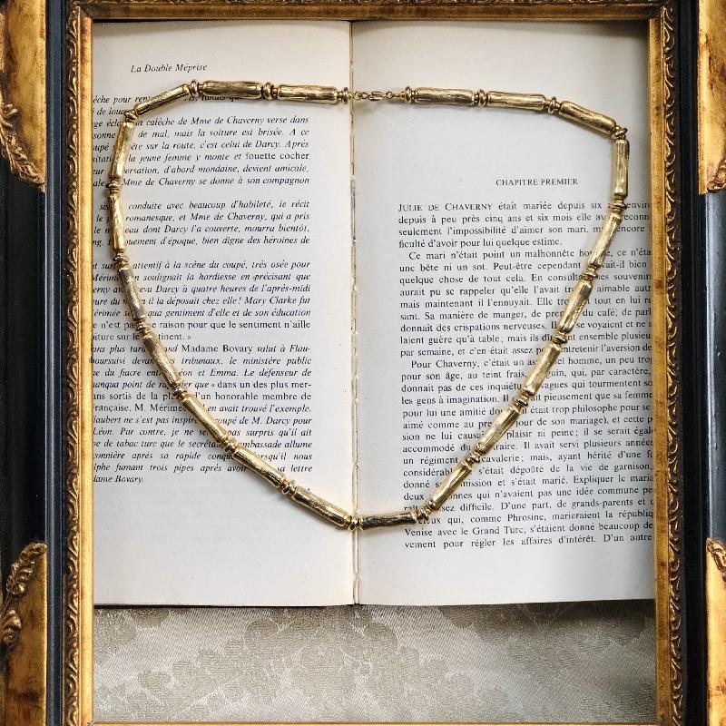 C.a. 1970s-80s Designer Quality Textured Gold Tone Rigatoni Shape Necklace(MT1926)