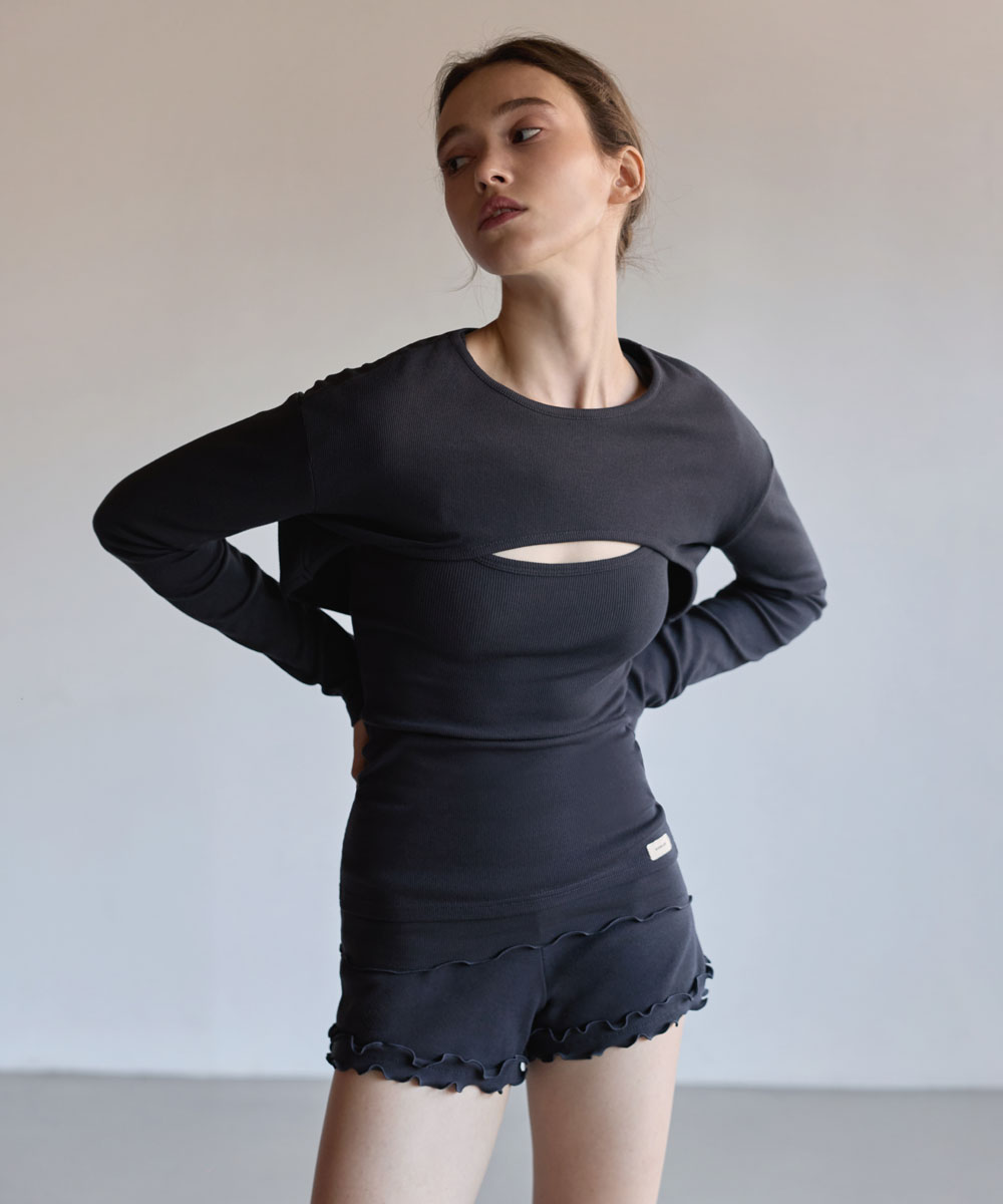 【一秒打造層次感瑜珈 Look】預購_DEVI-T0170 Ally Lip Crop Bolero by Devi