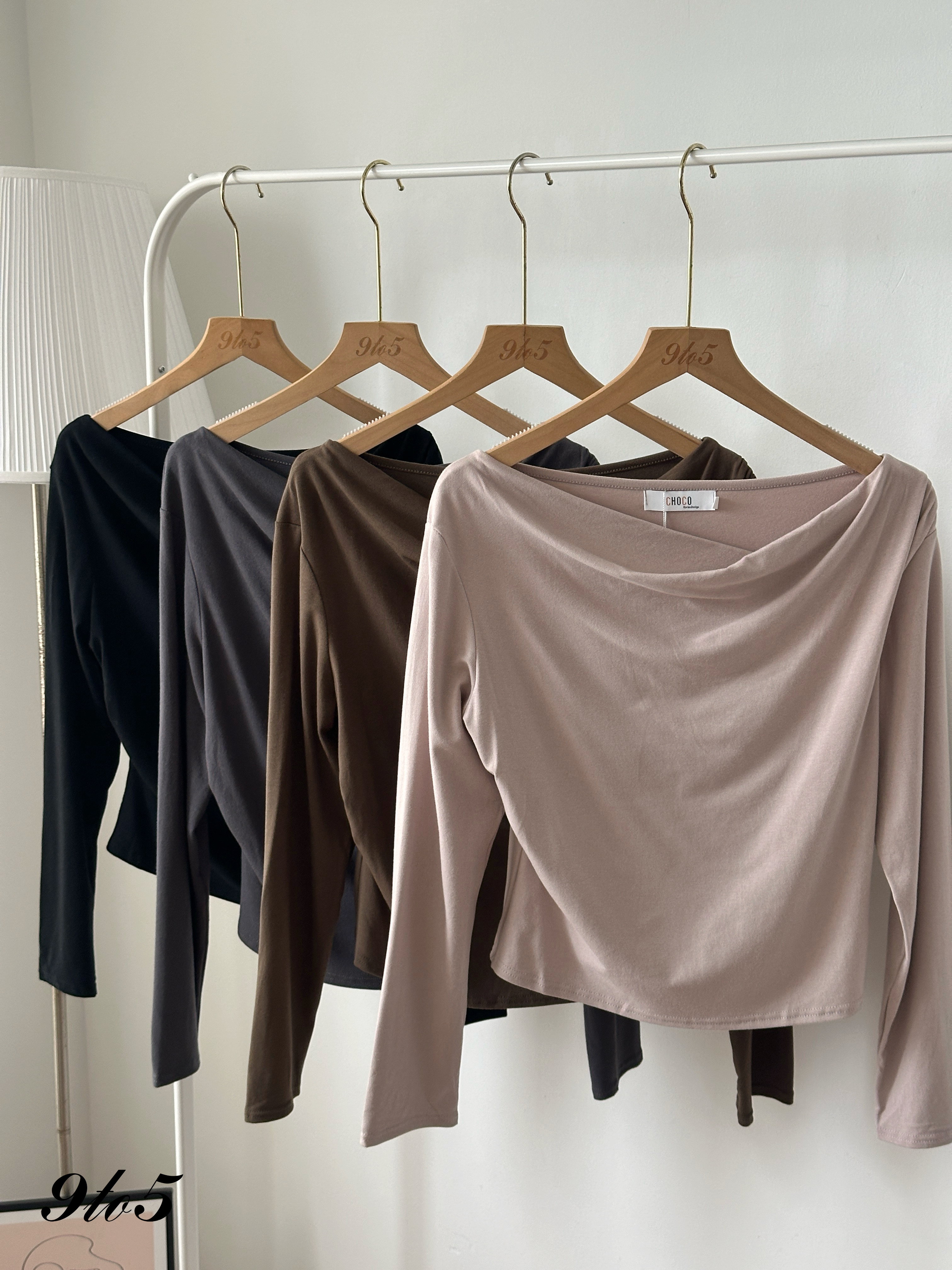 T4384 Ruched Boat Neck Top - 4 Colors 