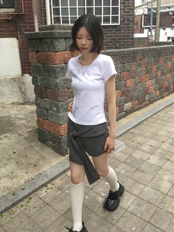 Pixel Rose Graphic Short Sleeve Top
