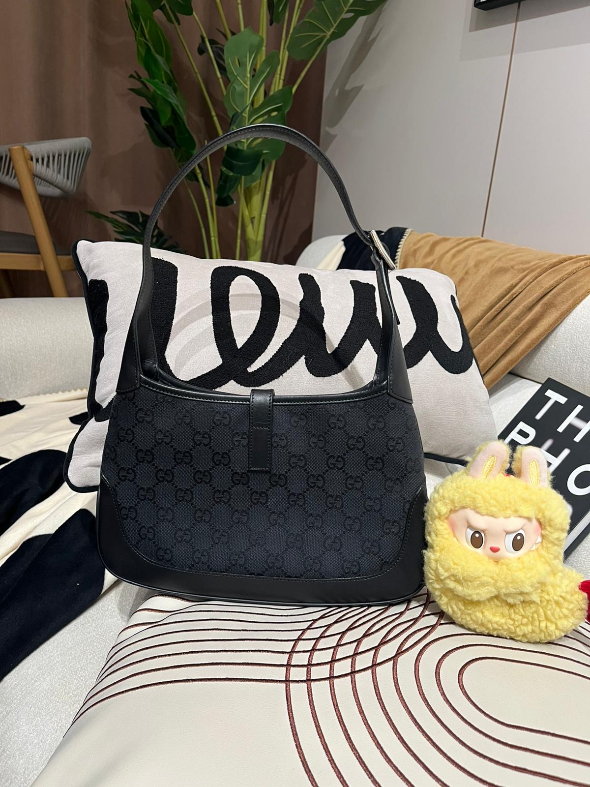 Gucci Jackie Shoulder Bag hobo noir 100%Authentic,95%new✅dust bag 