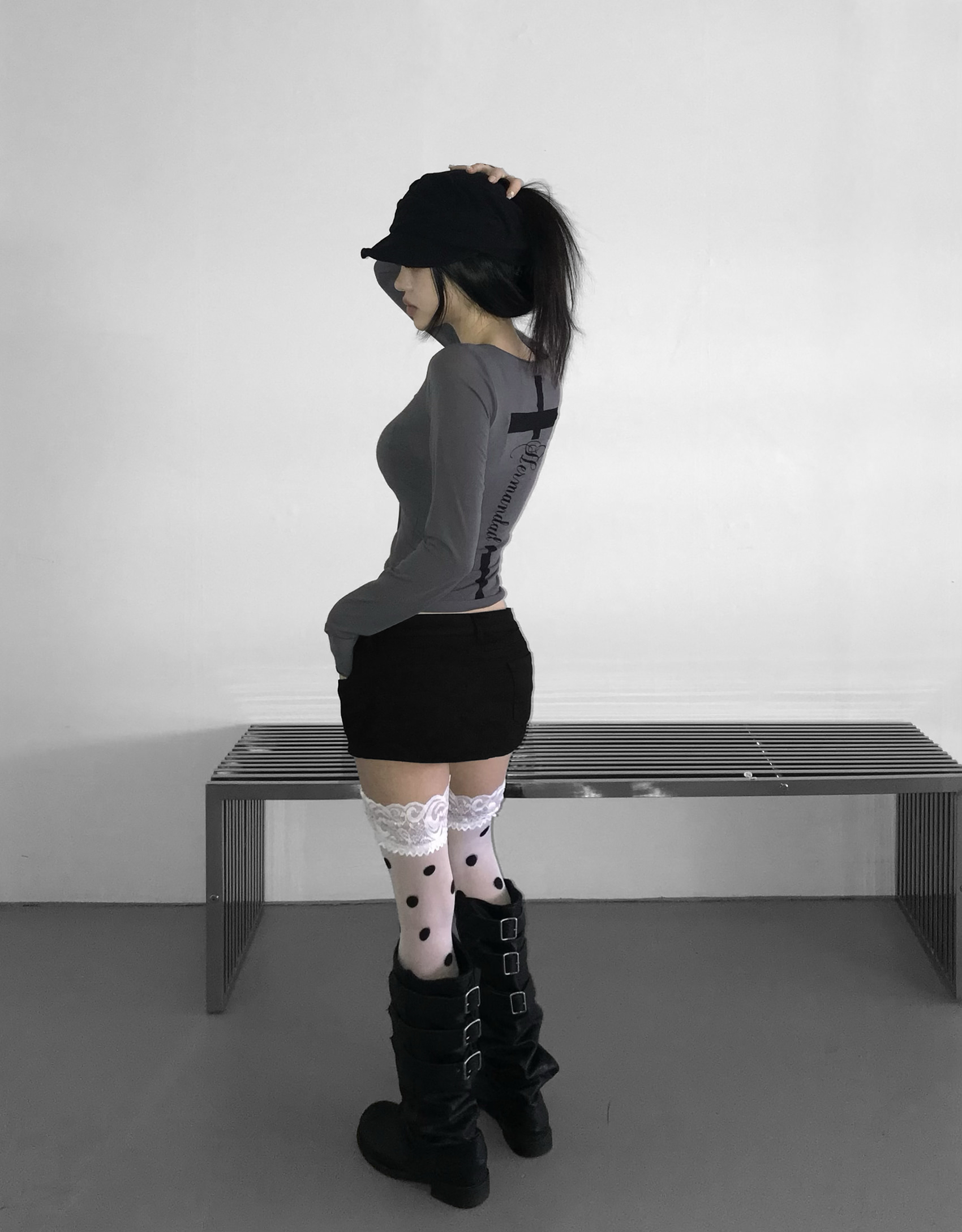 Sheer Tie-Front Cross Graphic Top