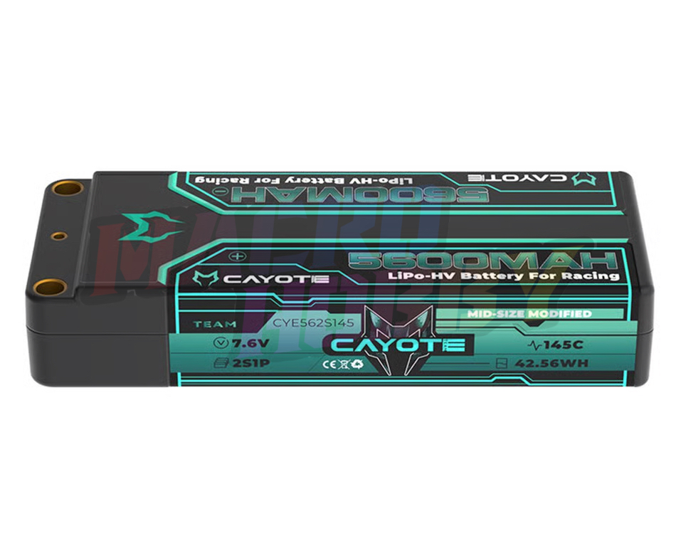 Cayote 2S 145C Mid-Size LiHV Battery (7.6V/5600mAh) w/5mm Connectors CYE562S145 #610008