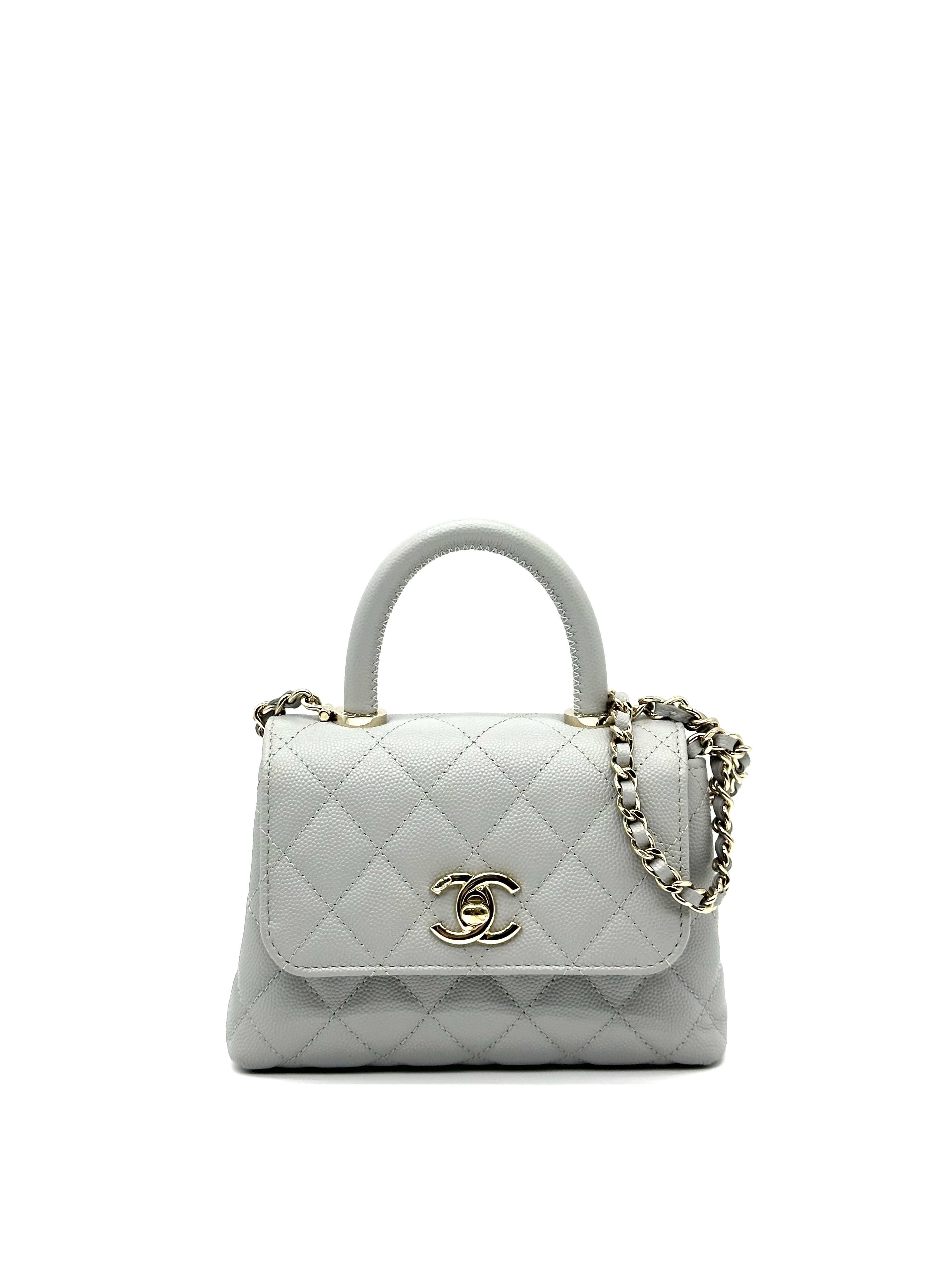 Pre-Owned CHANEL Quilted Caviar Coco Top Handle Flap Bag / Product Code: 26042109