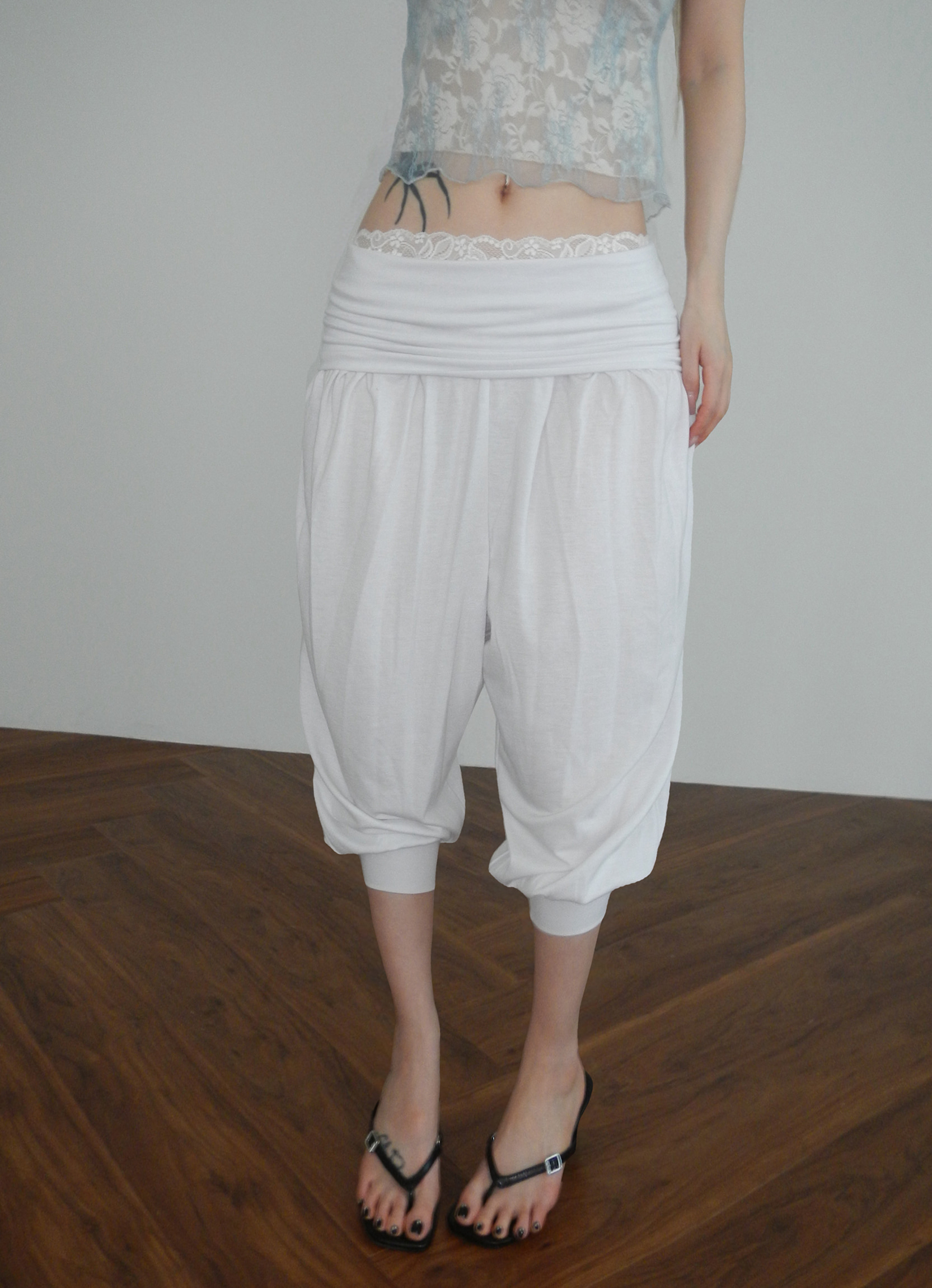 Foldover Waist Capri Pants