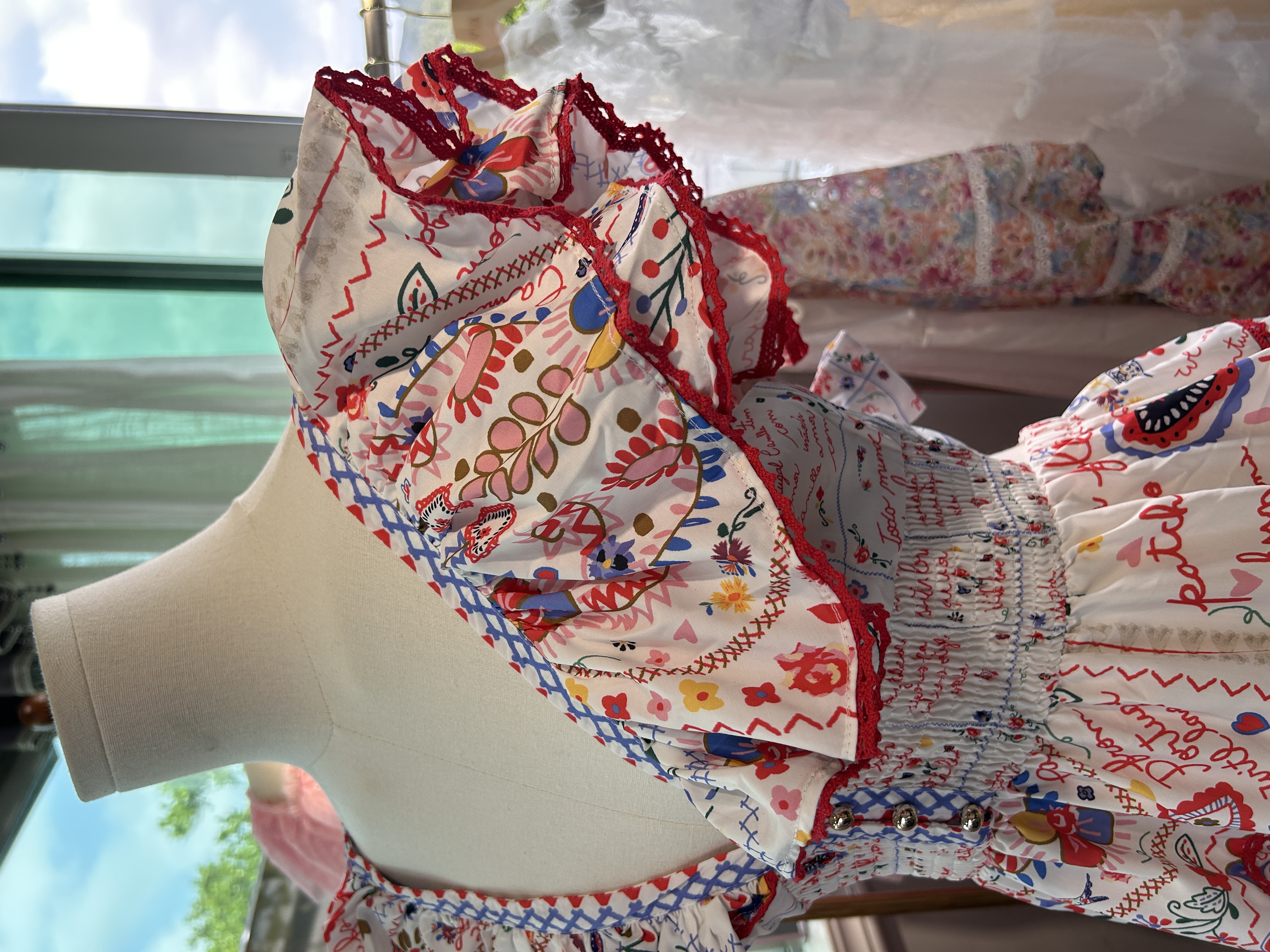 歐美風藍白/紅白印花連衣裙