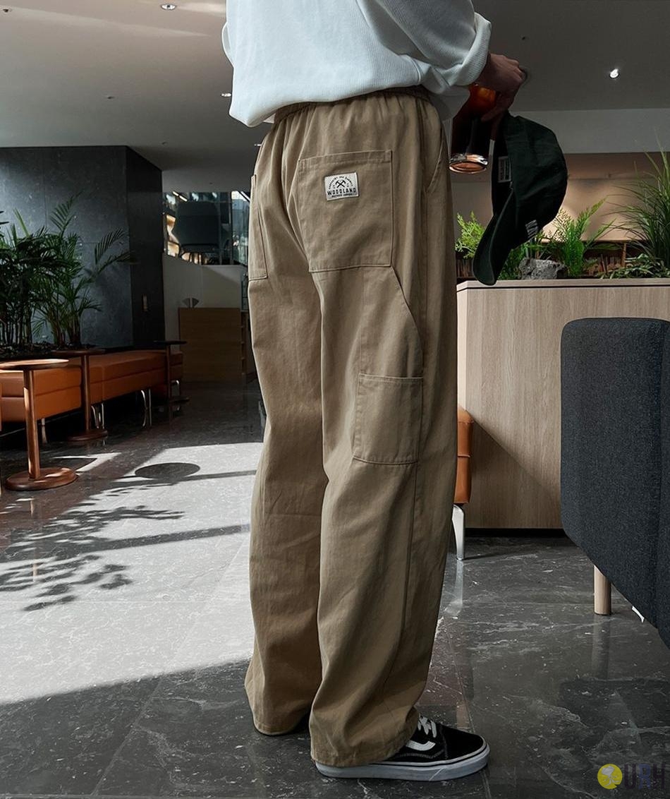 【100%保證韓國直送】韓系 Signature 水洗斜紋棉質工裝寬版長褲 👖 [5 color] RG114947