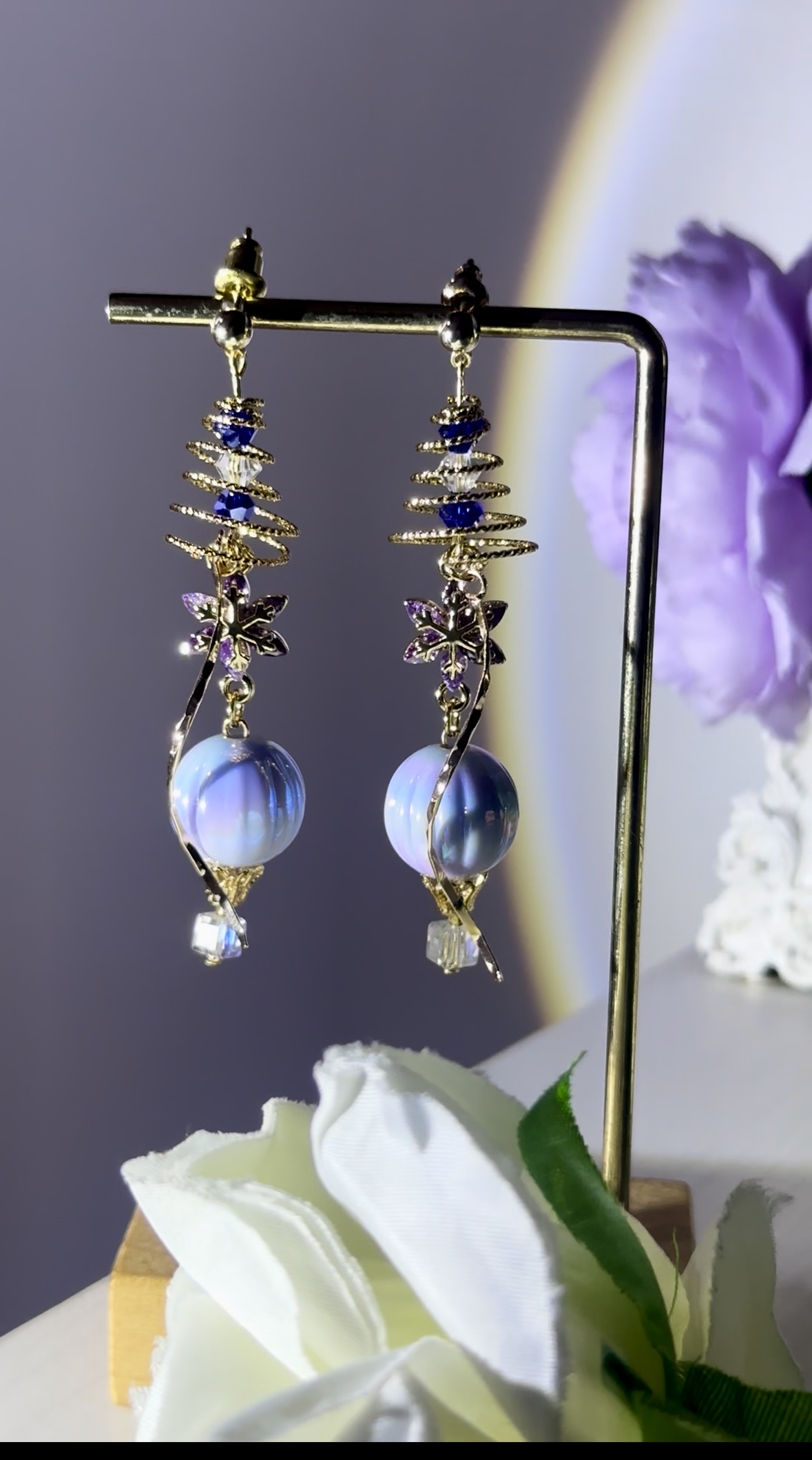 旋轉紫晶熱氣球耳環🎈