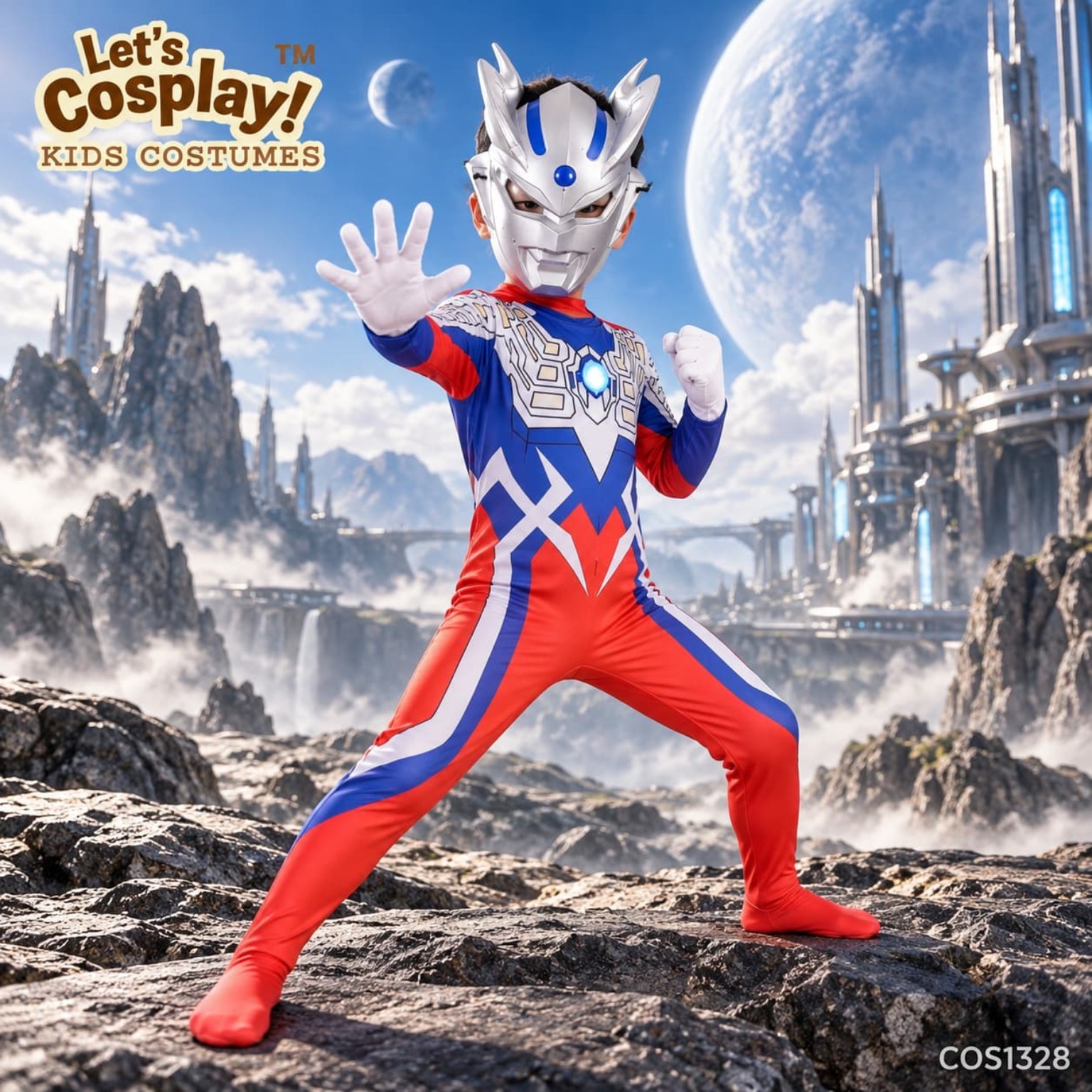 兒童超人ZERO服裝 Ultraman主題連身衣連面具／發光頭盔套裝 香港現貨Lets Cosplay COS1328