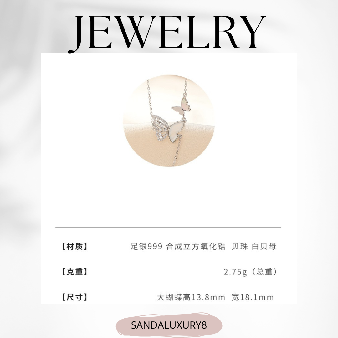 Butterfly Necklace for Women -  Delicate and Elegant Chain with Crystal Pendant  -  Fashion Jewelry Gift Idea 