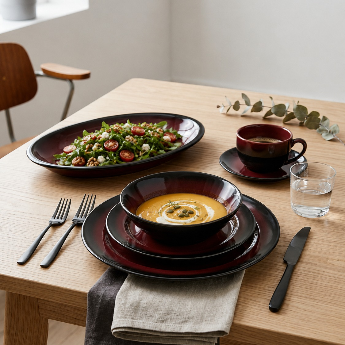 Claytan Scarlet Romance Series Ceramic Tableware 50% OFF | Plate Bowl Set