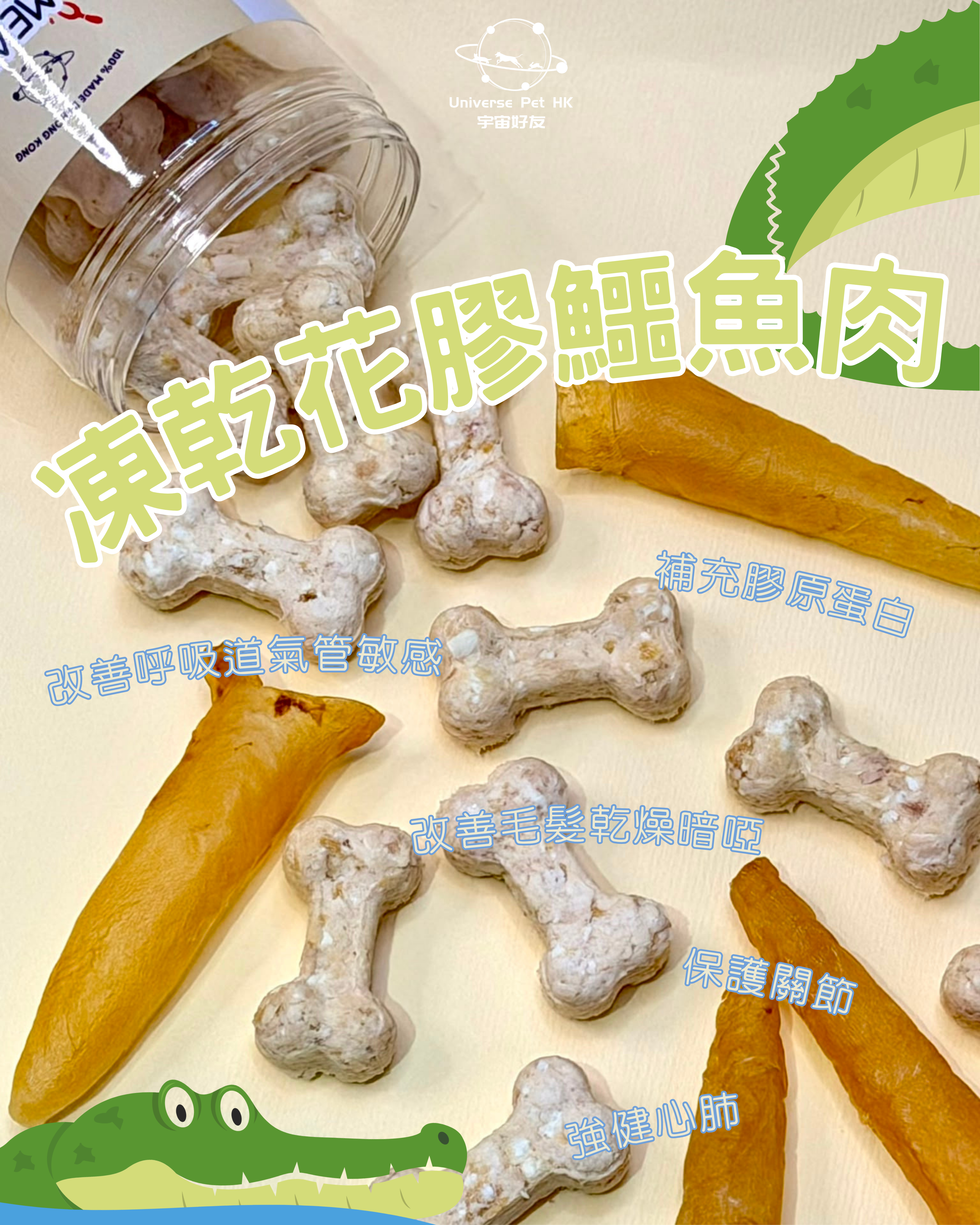 凍乾花膠鱷魚肉