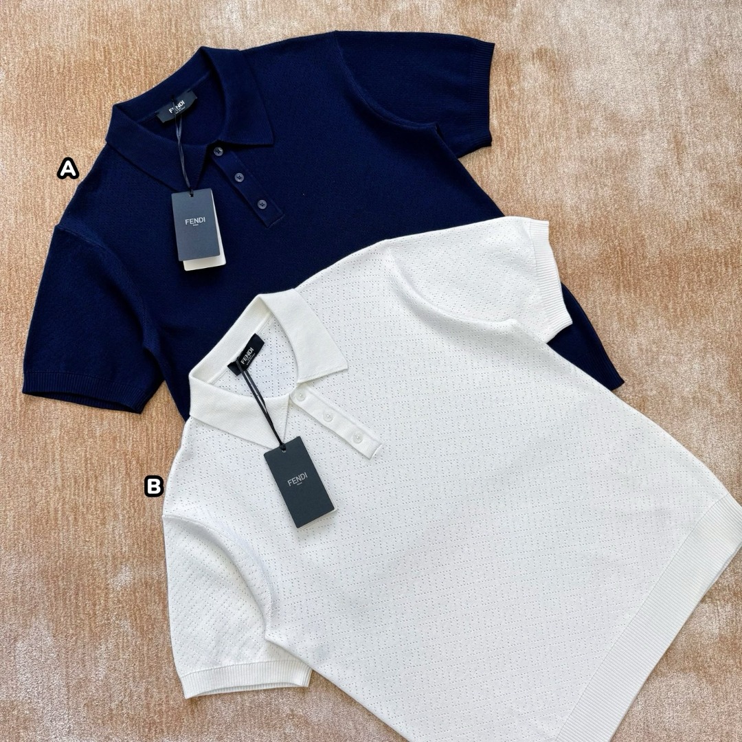 Fendi FF圖案提花針織短袖Polo