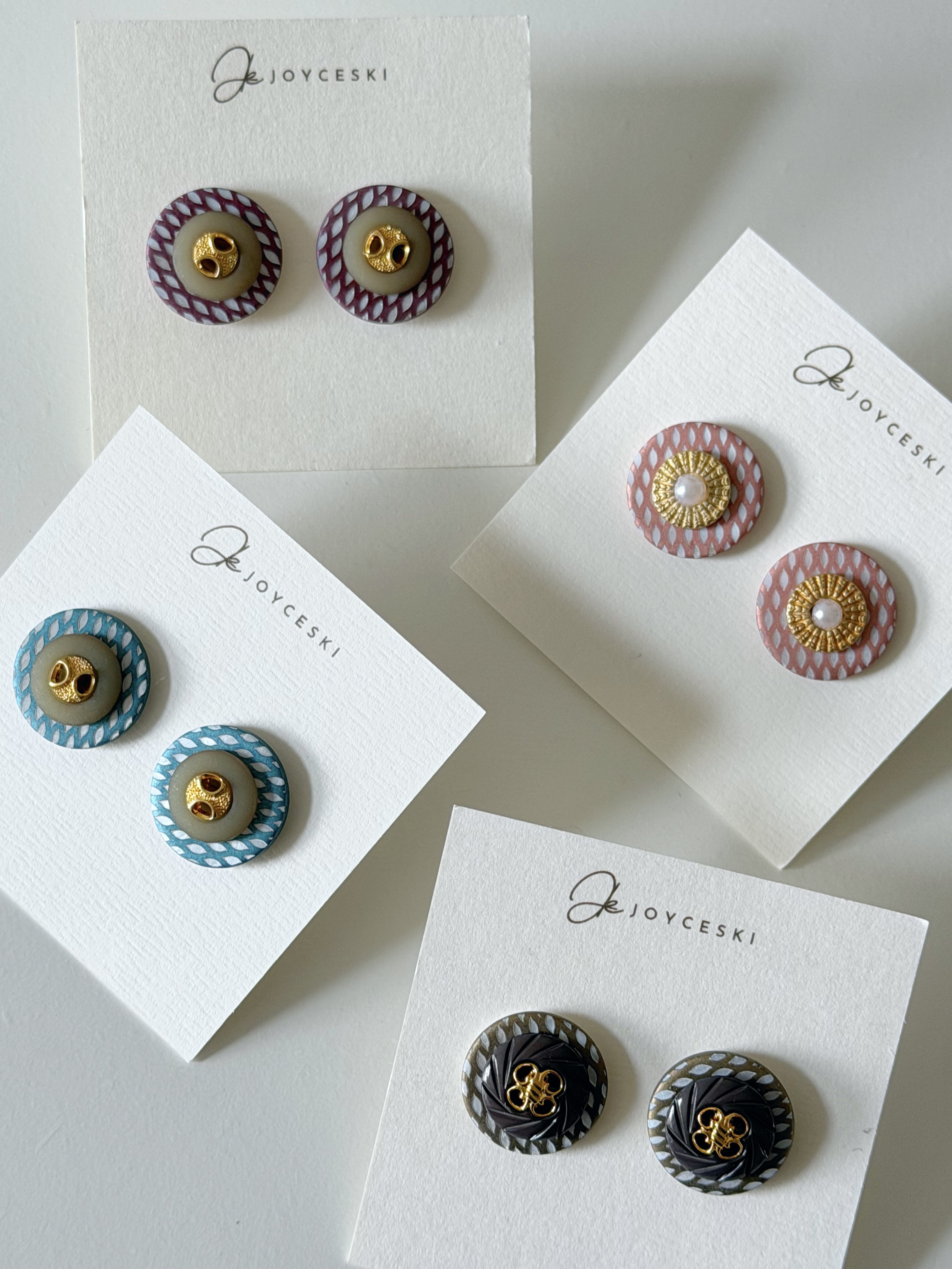 英國Metallic貝殼壓花立體耳環/Metallic Brown