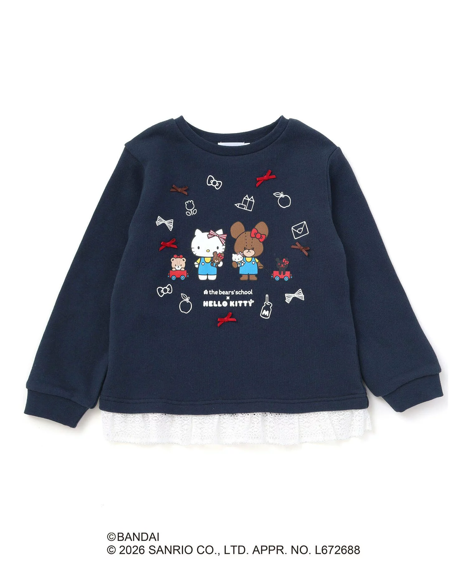 🆕【⭐訂購⭐】🌀 🇯🇵 日本直送 #Kitty x #theBearsSchool 蕾絲下擺 抓絨衛衣［2款選］🌀 [ELJA-0035][261103]