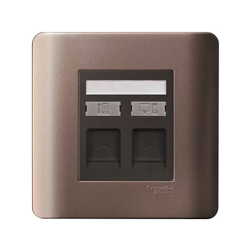 施耐德 ZENcelo 銀銅 CAT3電話+CAT5E數據插座