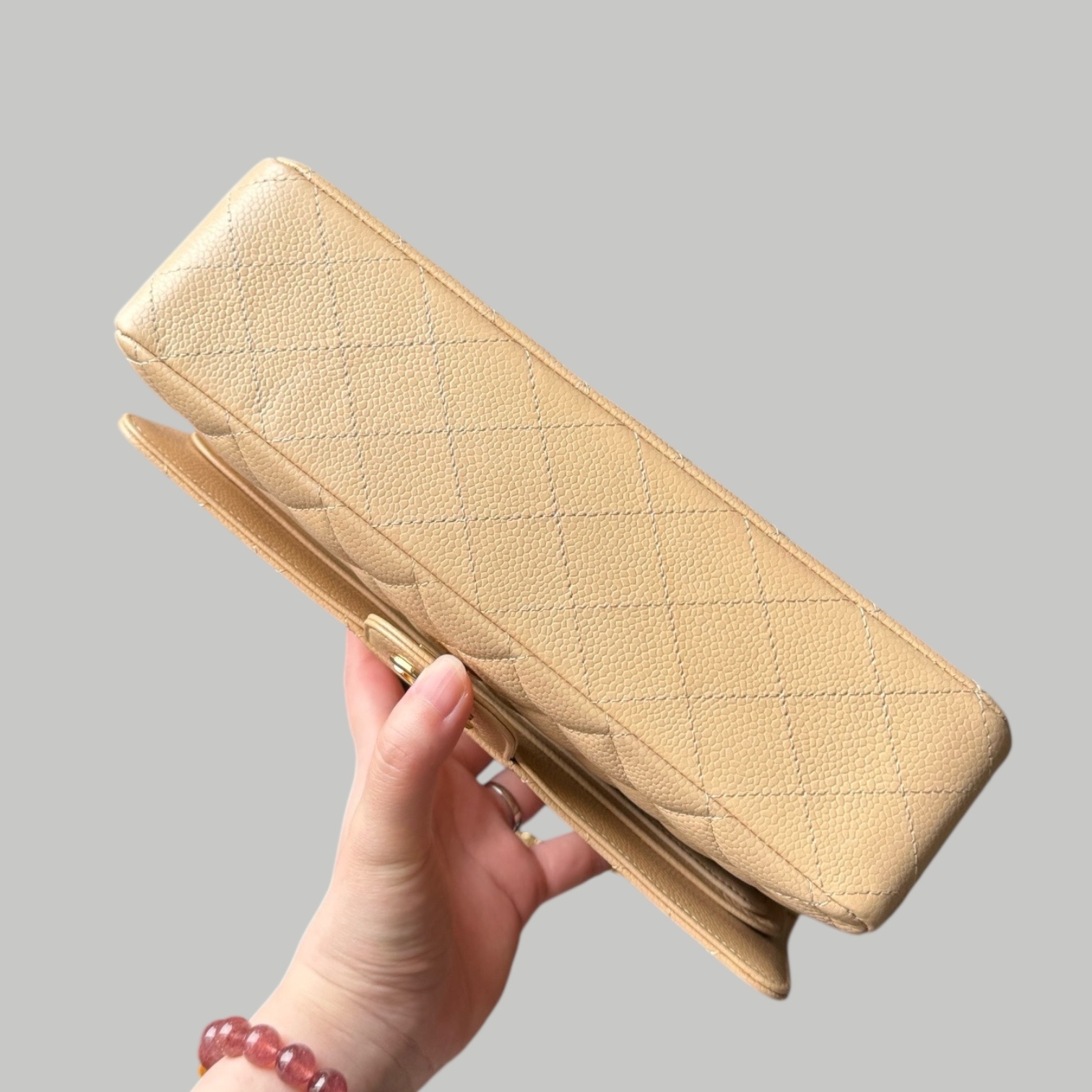 Chanel Caviar CF25 奶茶金扣