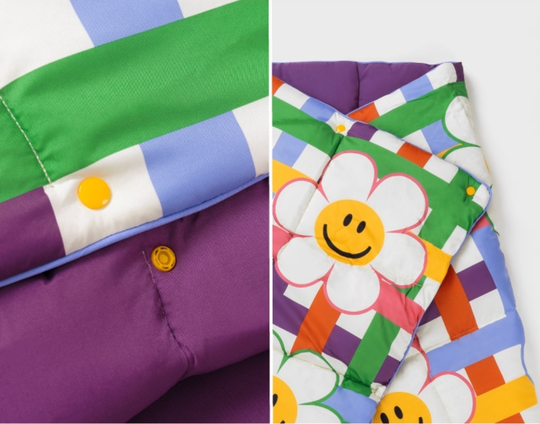 🌈 Wiggle Wiggle Padded Blanket – Rainbow Smile Check